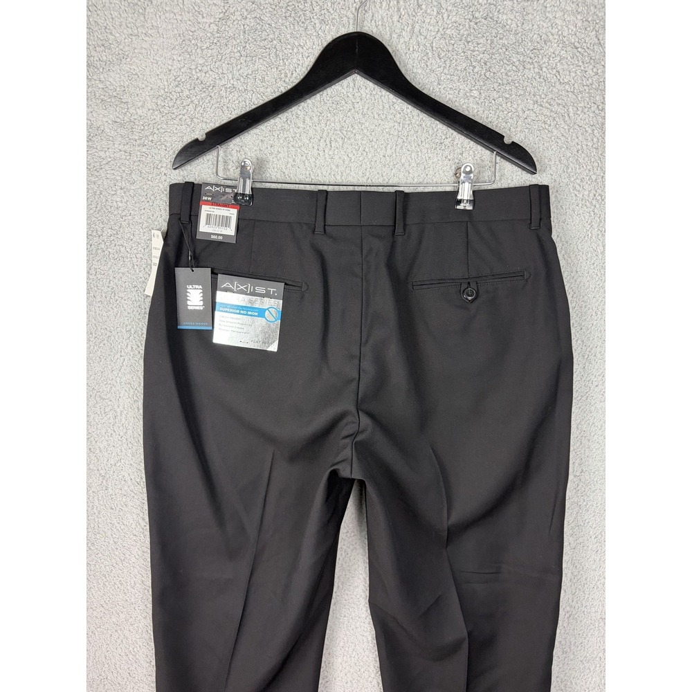 Axist Mens 36x30 Black Ultra Series Straight No Iron Dress Pants 3FSB0049 NEW